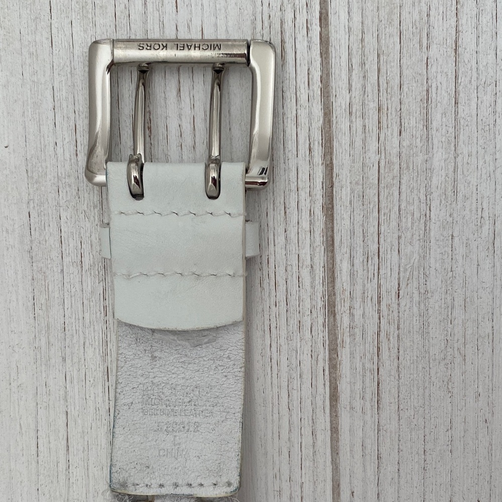 Michael Kors Ivory Braided Belt with Silver Buckle - Picture 4 of 6